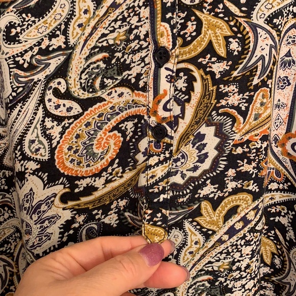 Like New🌼 Blue and Terracotta Blouse - Picture 5 of 16